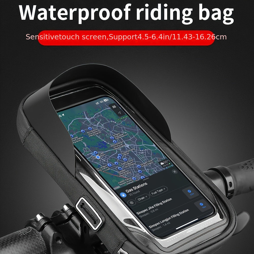 Handlebar Smartphone Mount Waterproof Case 7.5×3.5 in 360° Swivel for Bike Motorcycle E-Bike GPS Navigation Screen Protection Touchscreen | Thomler