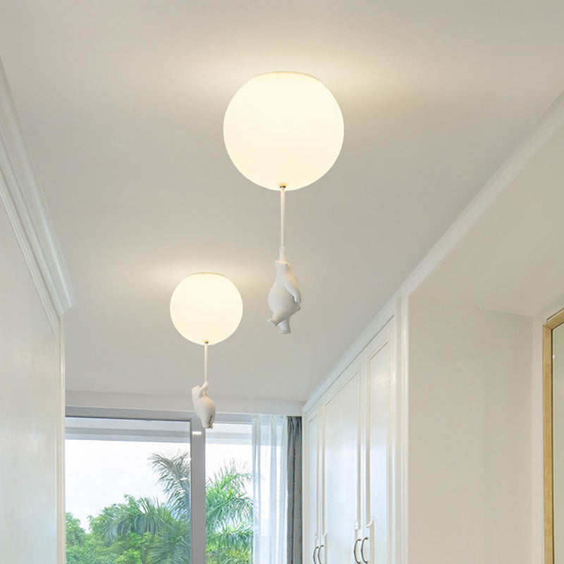 Kids LED Flush Mount Light with Bear & Balloon Design for Nursery Bedroom Playroom 5W White Acrylic Metal Fixture Low Ceiling Small Room Dec | Thomler