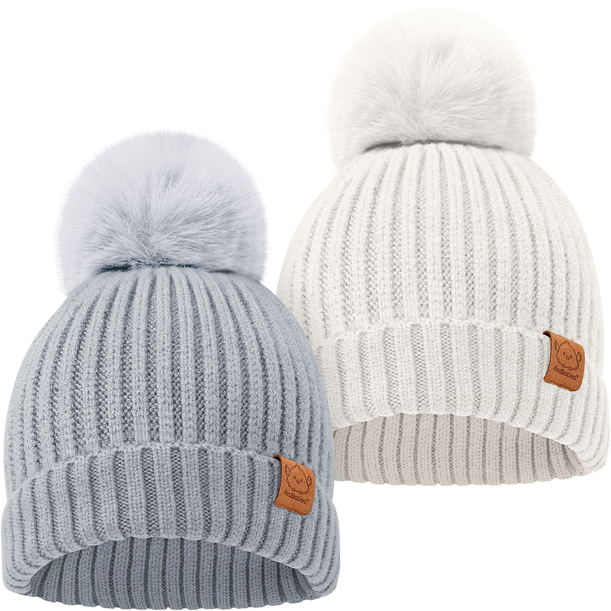 2-Pack Baby Pom Knitted Beanie