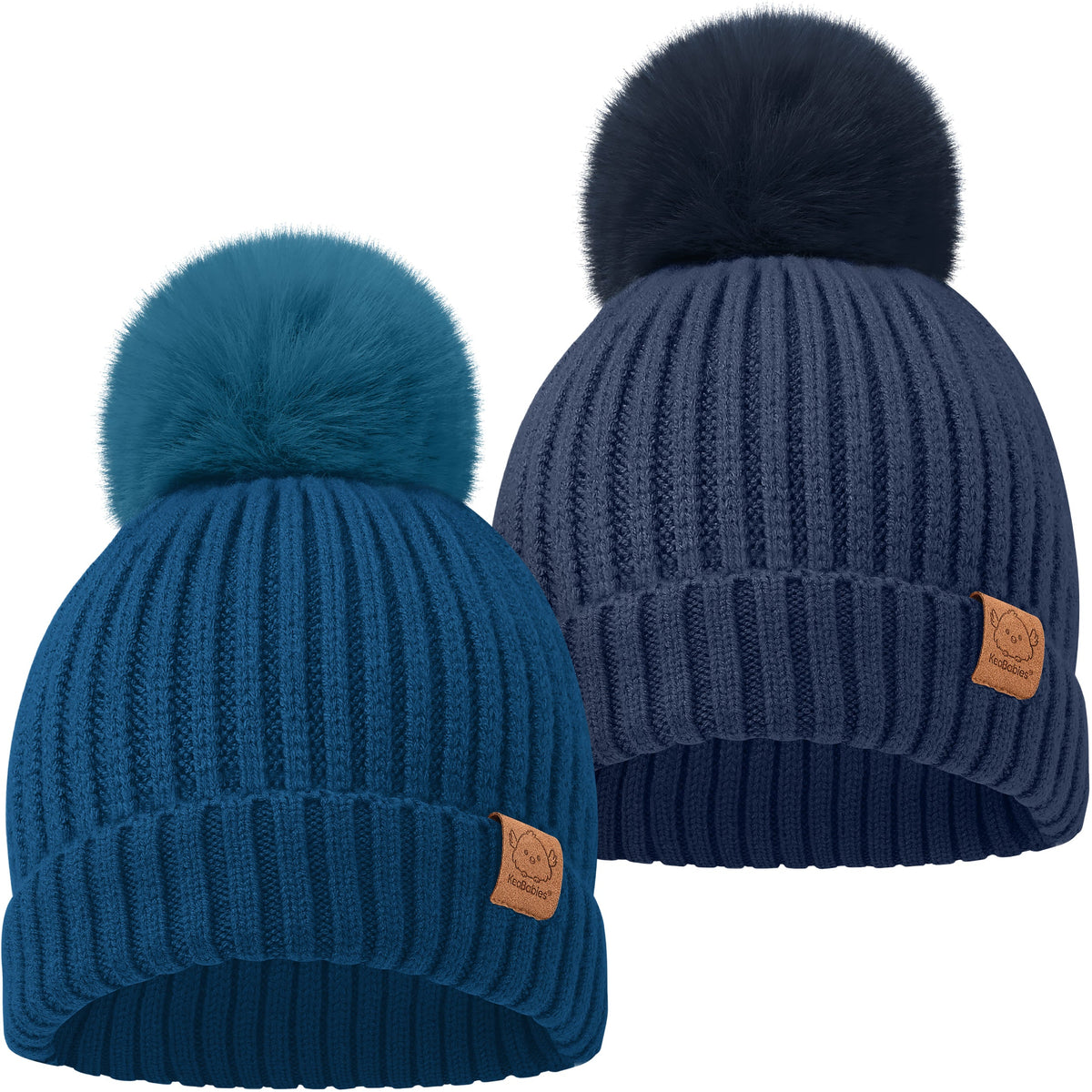 2-Pack Baby Pom Knitted Beanie