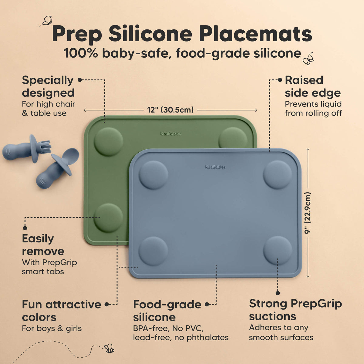 2-Pack Baby Silicone Placemats