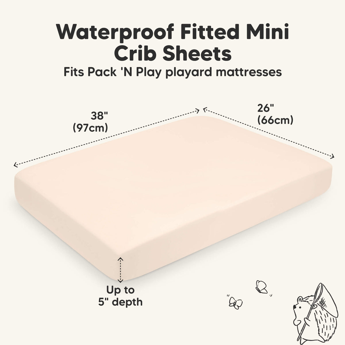 2-Pack Bamboo Waterproof Mini Crib Sheets