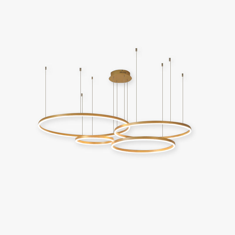 Multi-ring LED-kroonluchter, in hoogte verstelbaar, armatuur van metaal en acryl, 40-80 cm diameter, dimbare hanglamp voor eetkamer en keuken | Thomler