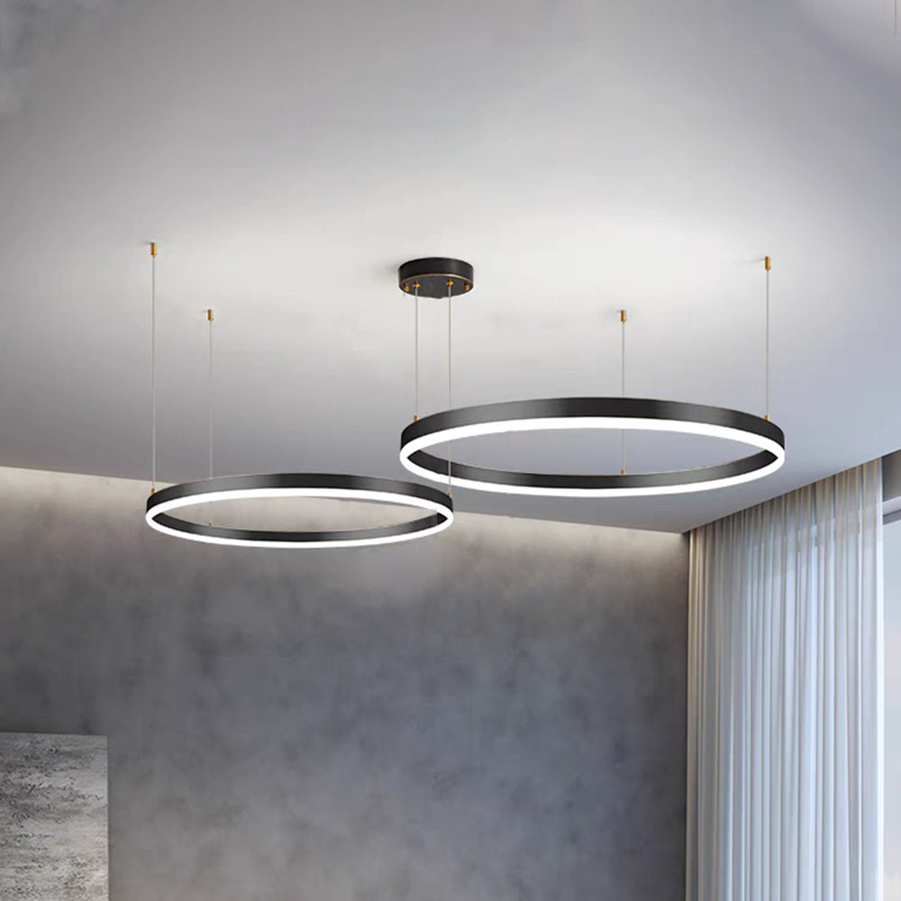 Multi-Ring LED Ceiling Light Fixture Adjustable Height Metal & Acrylic for Dining Room Bedroom Kitchen Modern Hanging Lamp Indoor Lighting D | Thomler