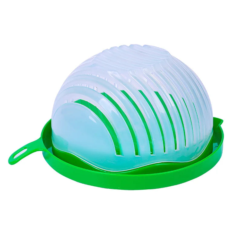 Bol cortador de verduras Quick Chop con cesta de drenaje – Herramienta para preparar ensaladas en 60 segundos, cortador y escurridor multifunción para una vida saludable