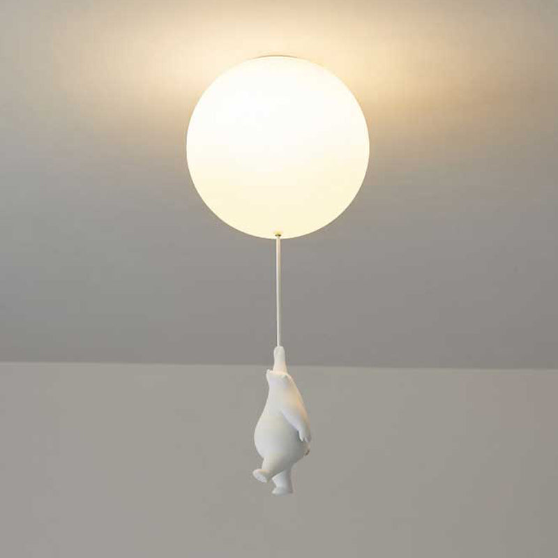 Kids LED Flush Mount Light with Bear & Balloon Design for Nursery Bedroom Playroom 5W White Acrylic Metal Fixture Low Ceiling Small Room Dec | Thomler