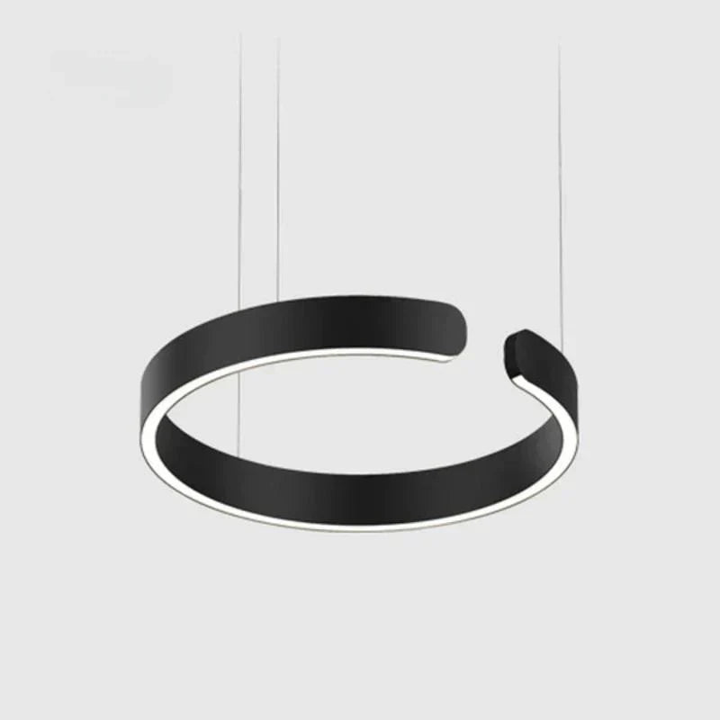 Runde LED-Deckenleuchte Aluminiumring 50 cm, höhenverstellbar für Kücheninsel, Essbereich, Foyer, moderne hängende Halo-Leuchte, Energieeffizient | Thomler