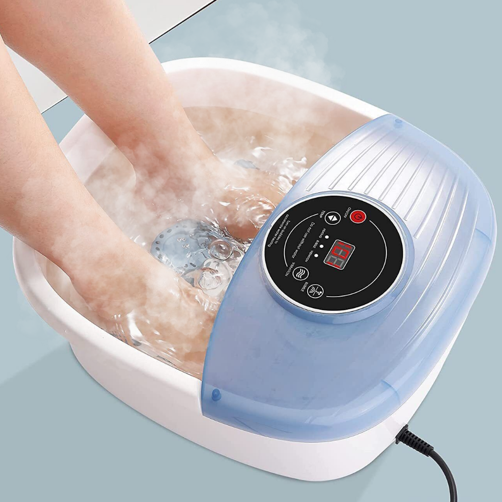 Voetenbad met bubbeljets en vibratiemassagerollers, verwarmd water