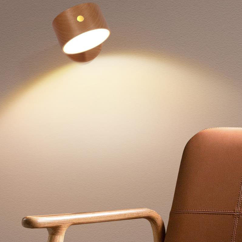 Wiederaufladbare Wandleuchte mit Holz-Akzent, USB-betrieben, 4W LED für Schlafzimmer-Nachttisch, Leseecke, minimalistische Beleuchtung, kabellos, modern | Thomler