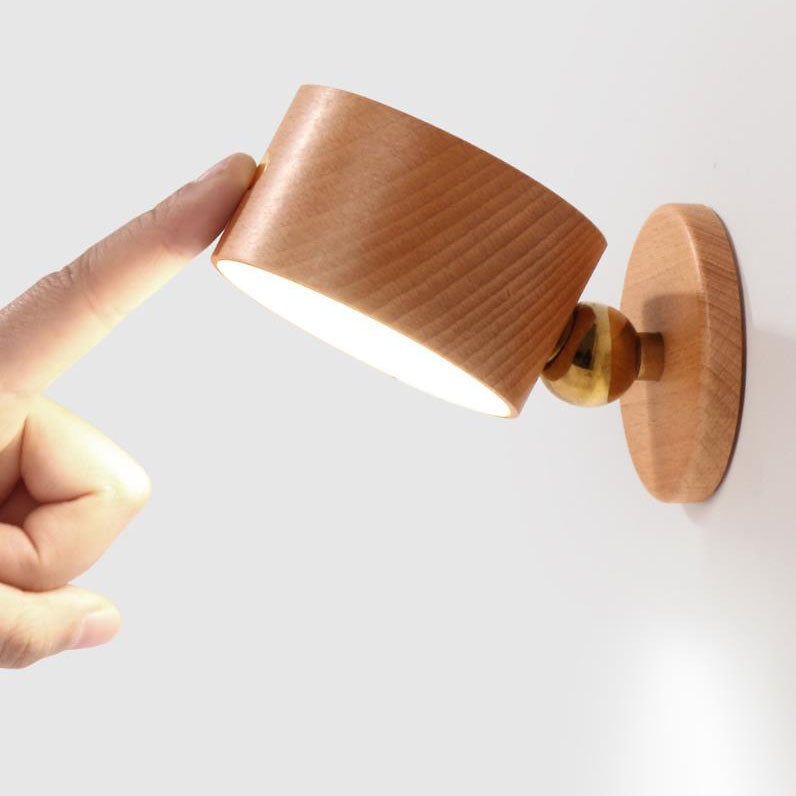 Wiederaufladbare Wandleuchte mit Holz-Akzent, USB-betrieben, 4W LED für Schlafzimmer-Nachttisch, Leseecke, minimalistische Beleuchtung, kabellos, modern | Thomler