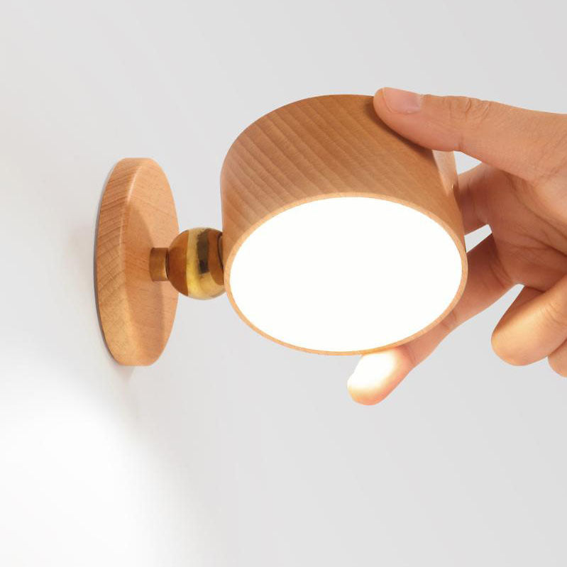 Wiederaufladbare Wandleuchte mit Holz-Akzent, USB-betrieben, 4W LED für Schlafzimmer-Nachttisch, Leseecke, minimalistische Beleuchtung, kabellos, modern | Thomler