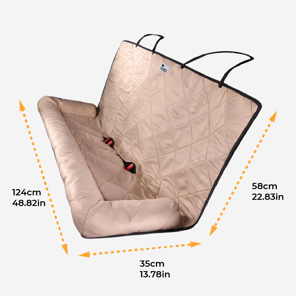 Padded Pet Car Seat Cover Protector with Bolsters for Back Seat – Quilted Waterproof Auto Bench Liner for Dogs & Cats