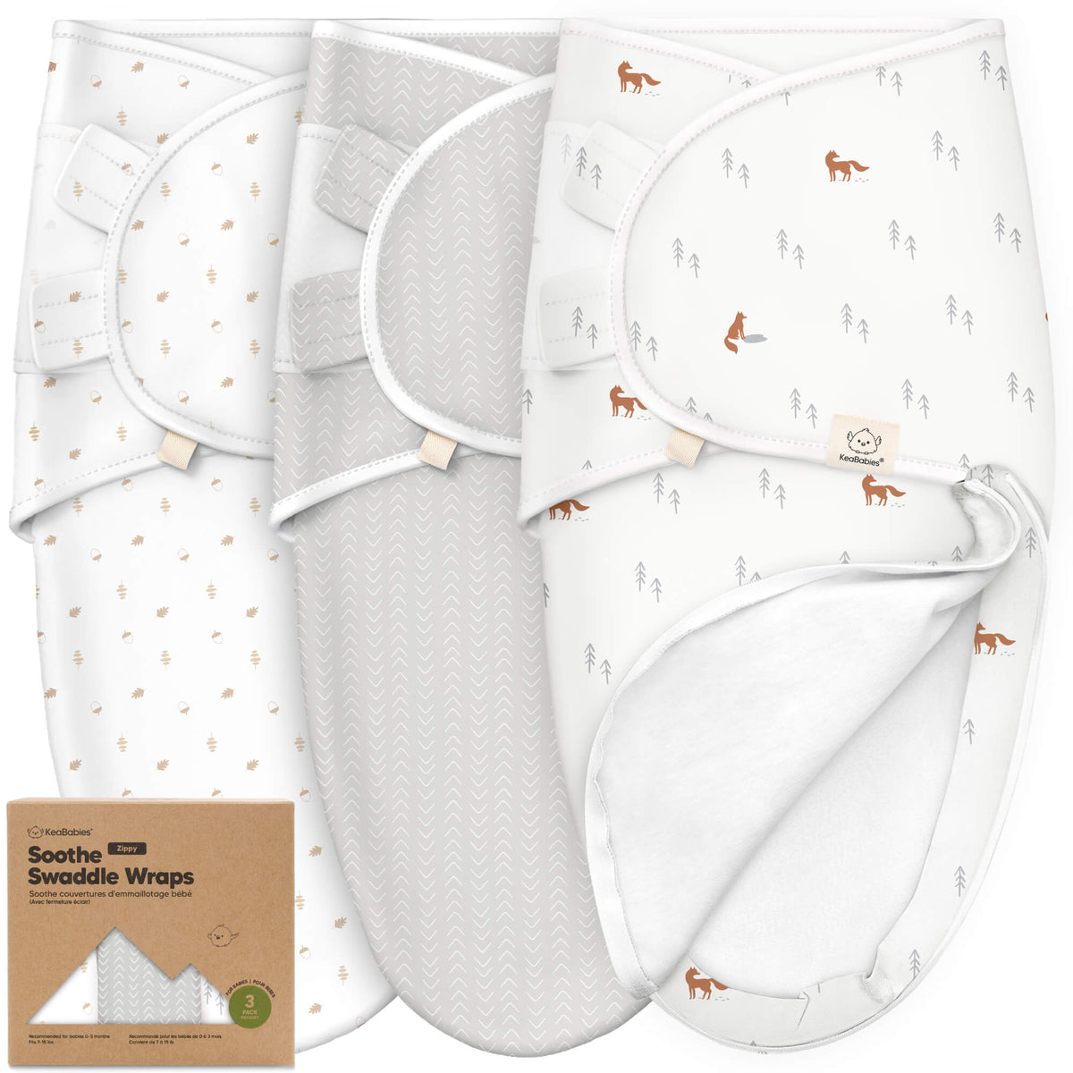 3-Pack Zipper Swaddle Sacks