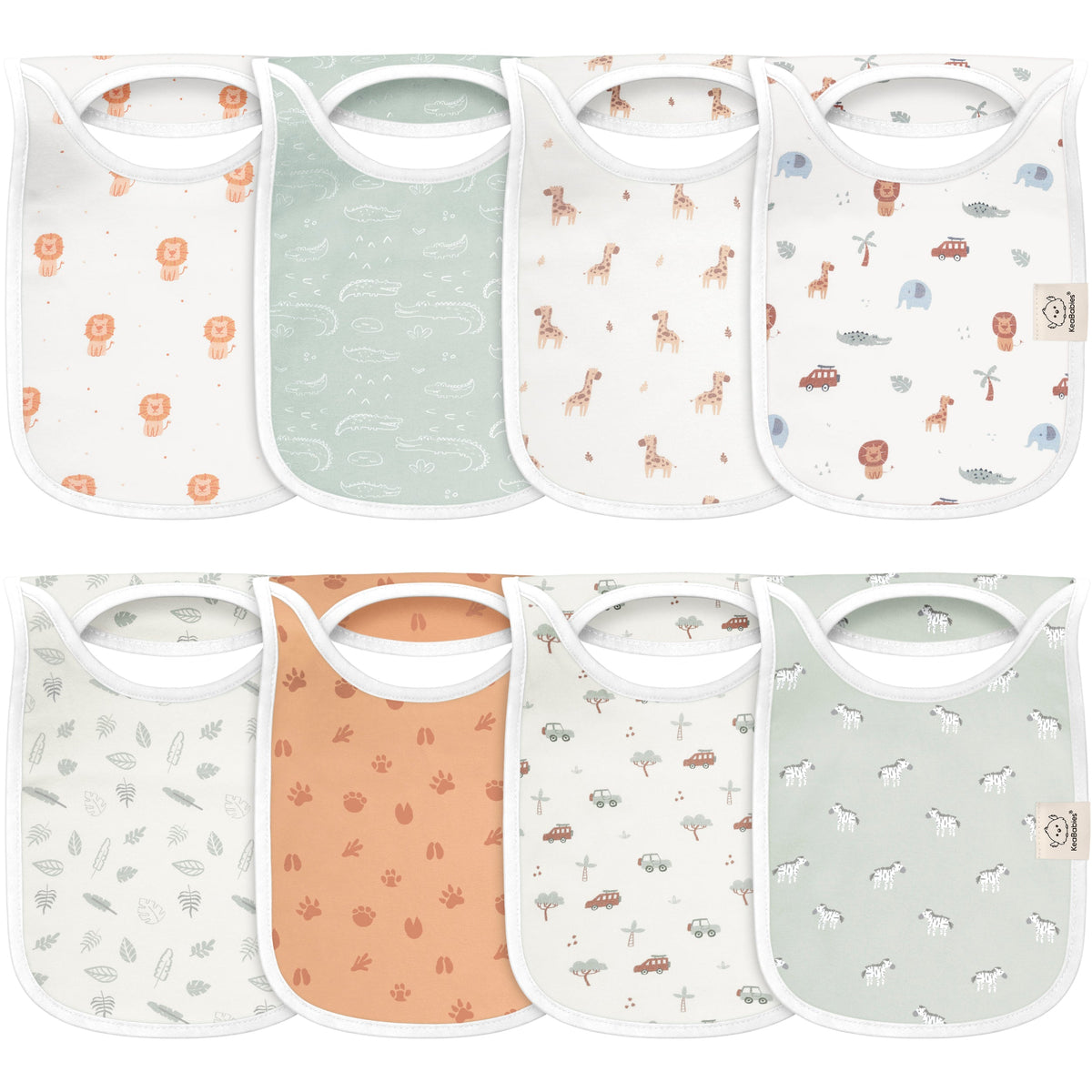 8-Pack Printed Drool Bibs