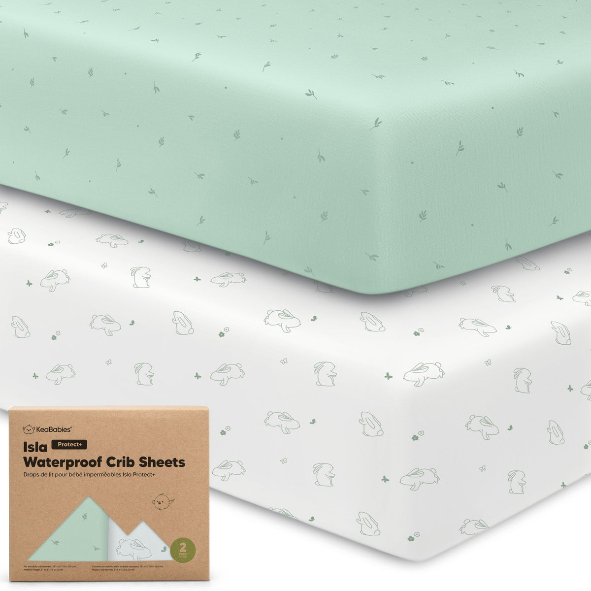 2-Pack Bamboo Waterproof Crib Sheets