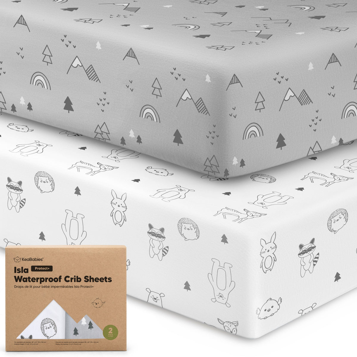 2-Pack Bamboo Waterproof Crib Sheets
