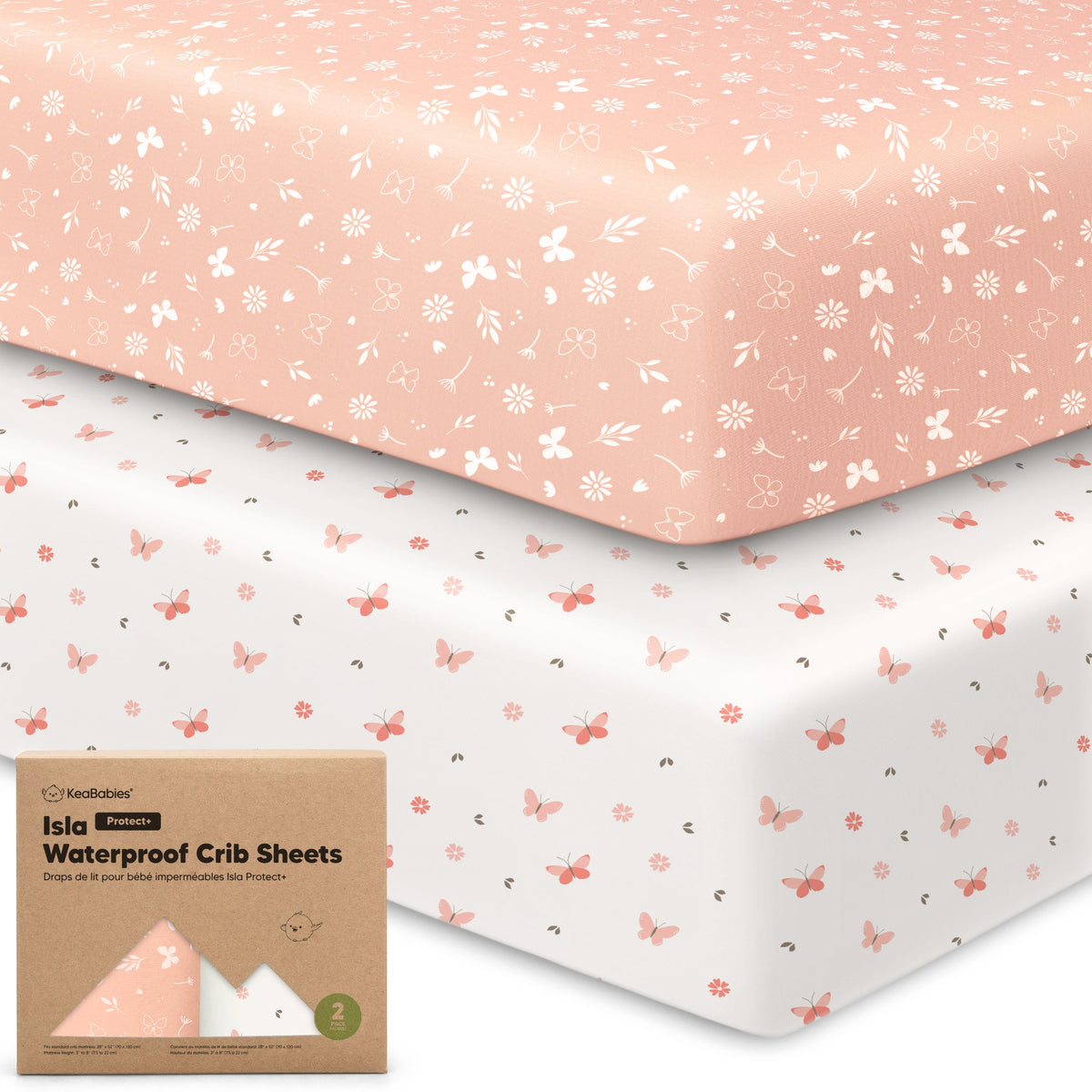 2-Pack Bamboo Waterproof Crib Sheets