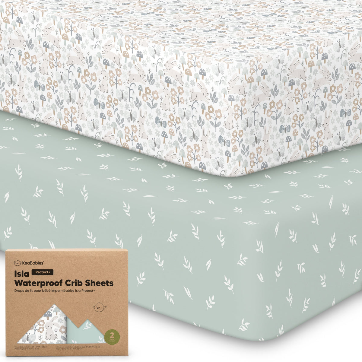 2-Pack Bamboo Waterproof Crib Sheets