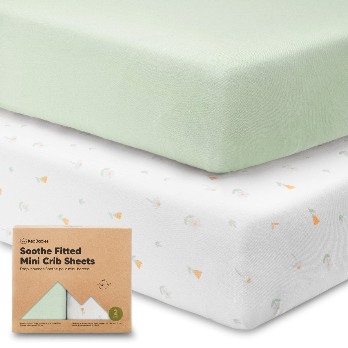 2-Pack Jersey Cotton Fitted Mini Crib Sheets