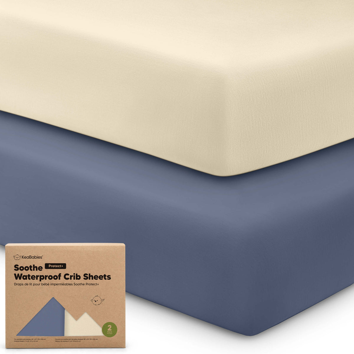 2-Pack Organic Cotton Waterproof Crib Sheets