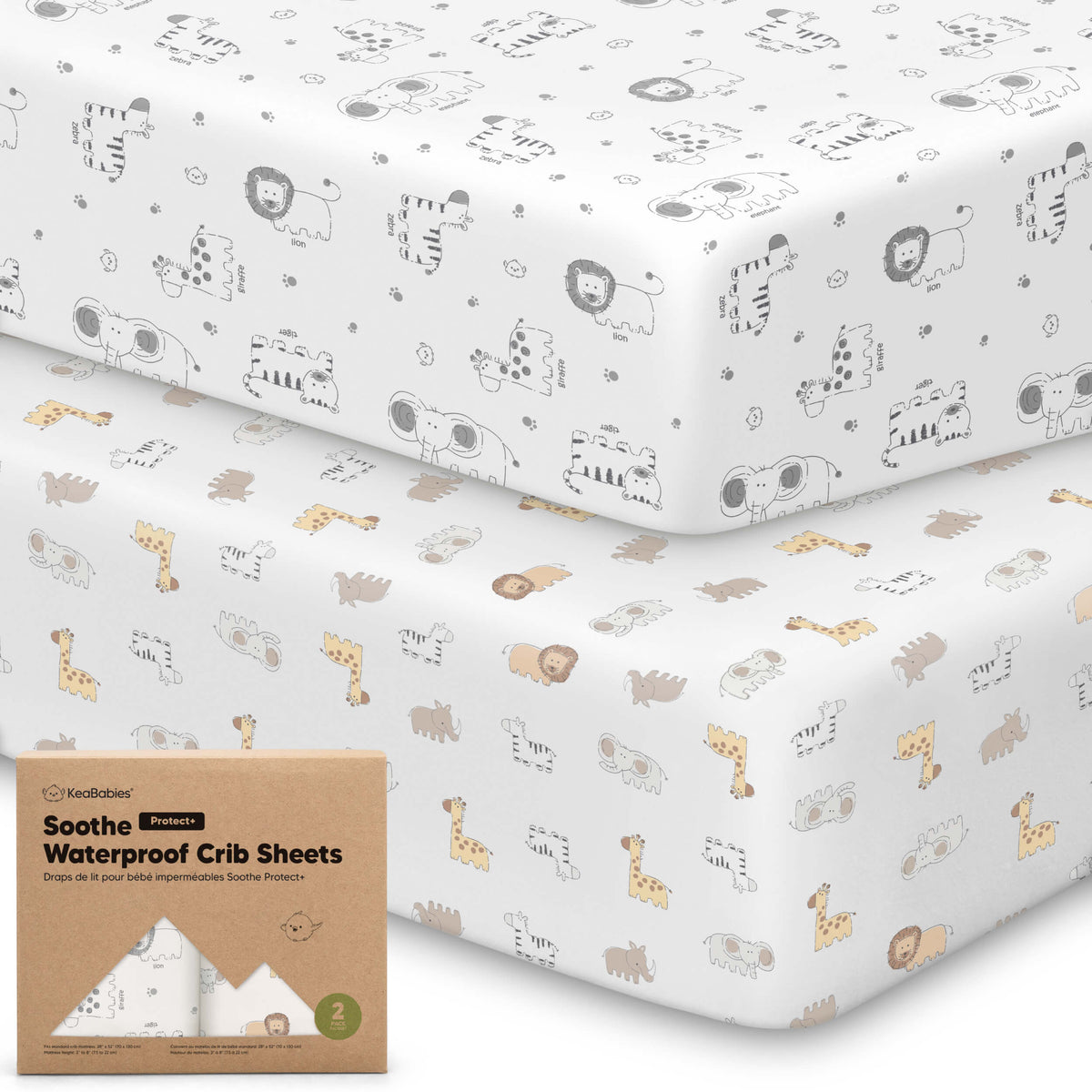 2-Pack Organic Cotton Waterproof Crib Sheets