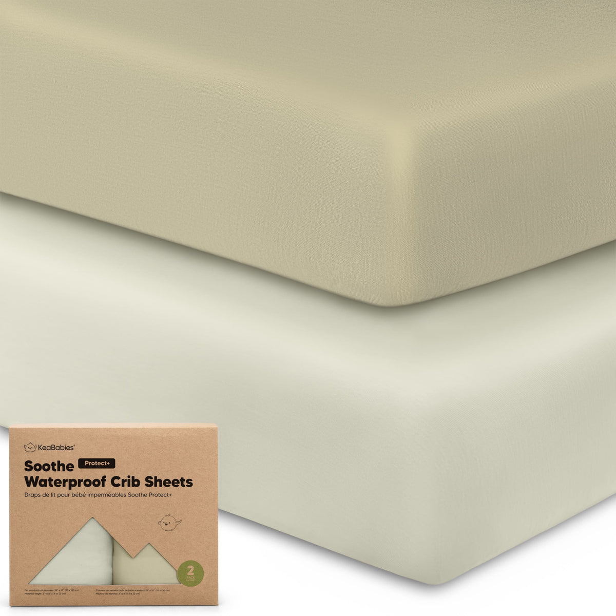 2-Pack Organic Cotton Waterproof Crib Sheets