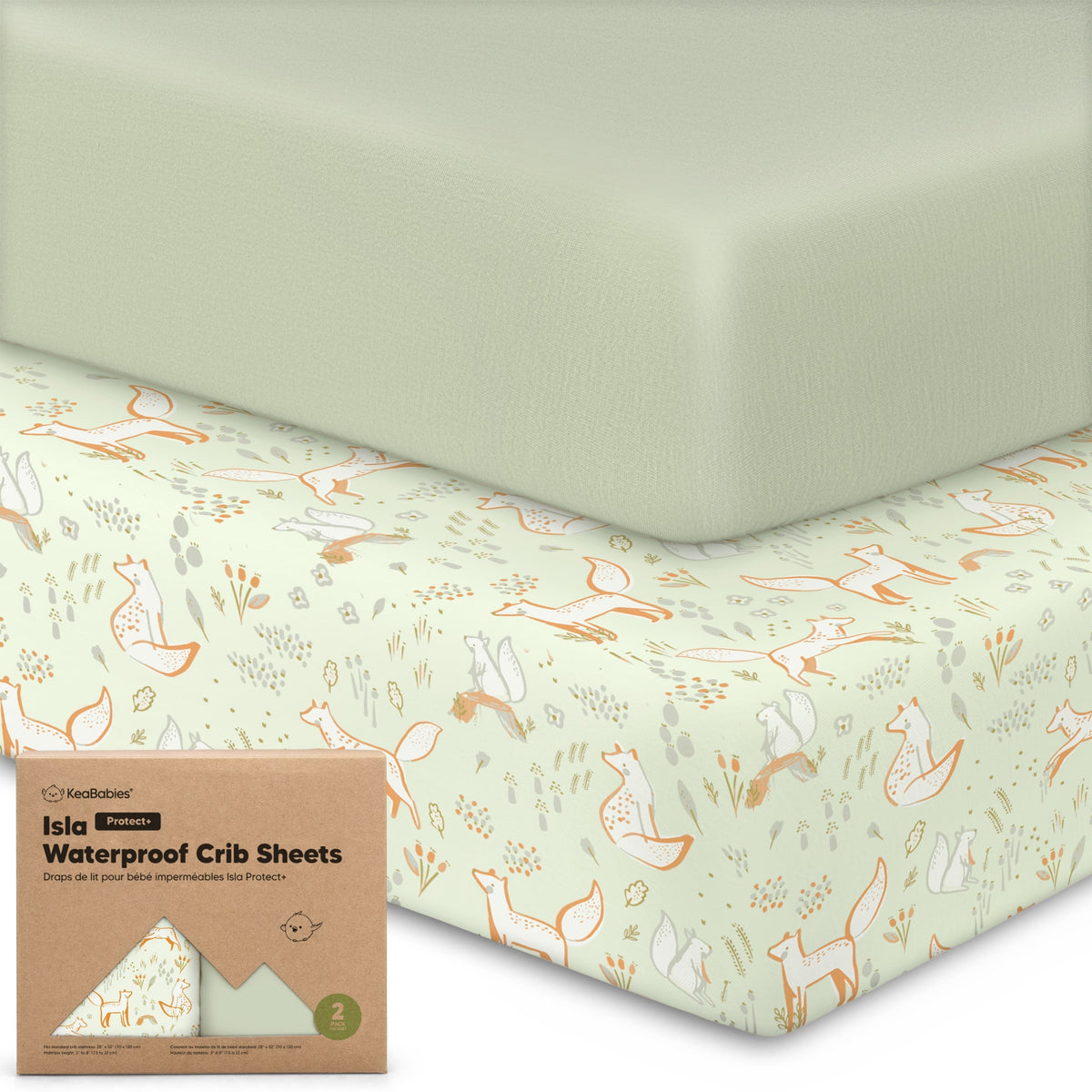 2-Pack Bamboo Waterproof Crib Sheets