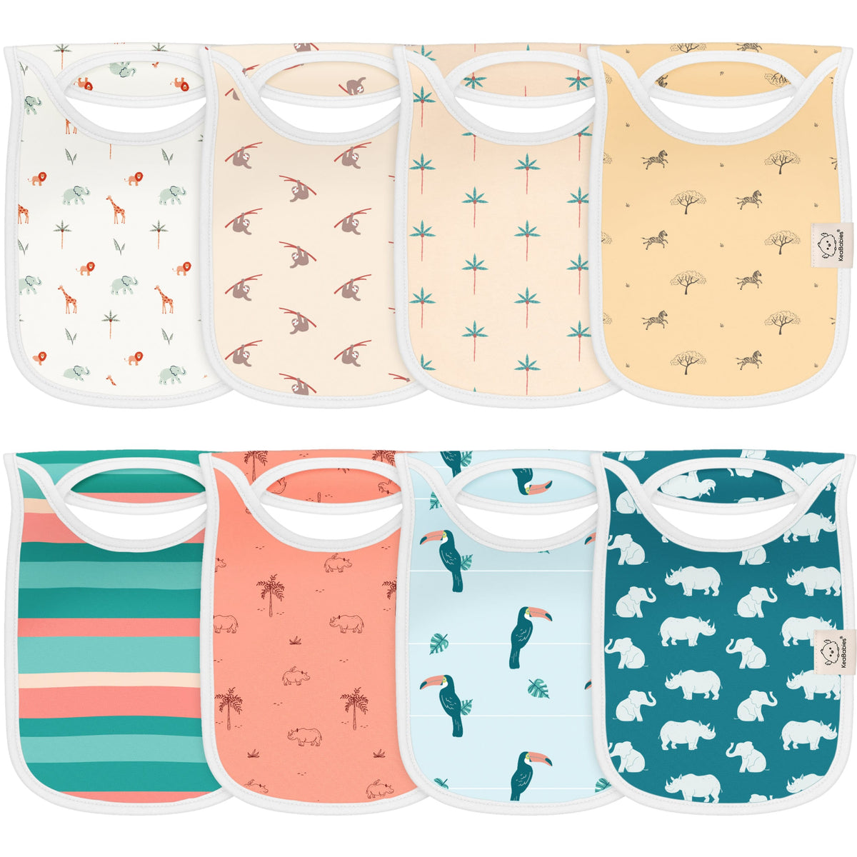 8-Pack Printed Drool Bibs