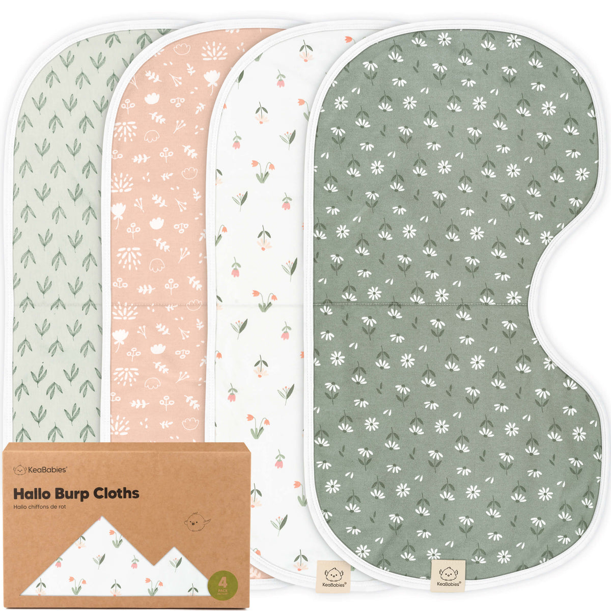 4-Pack Curved Burp Cloths