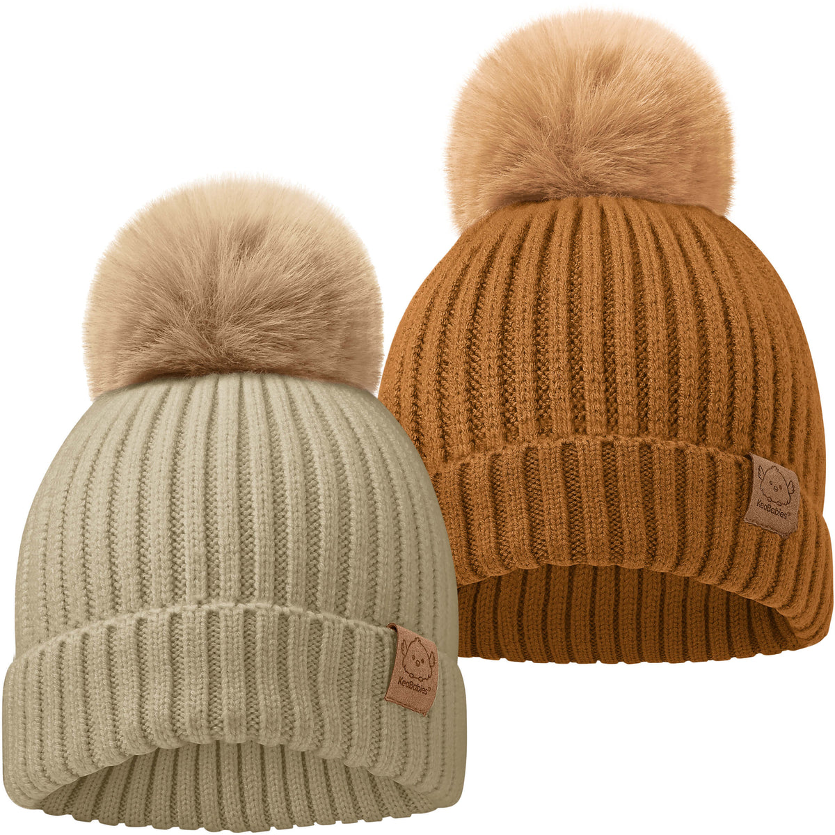 2-Pack Baby Pom Knitted Beanie
