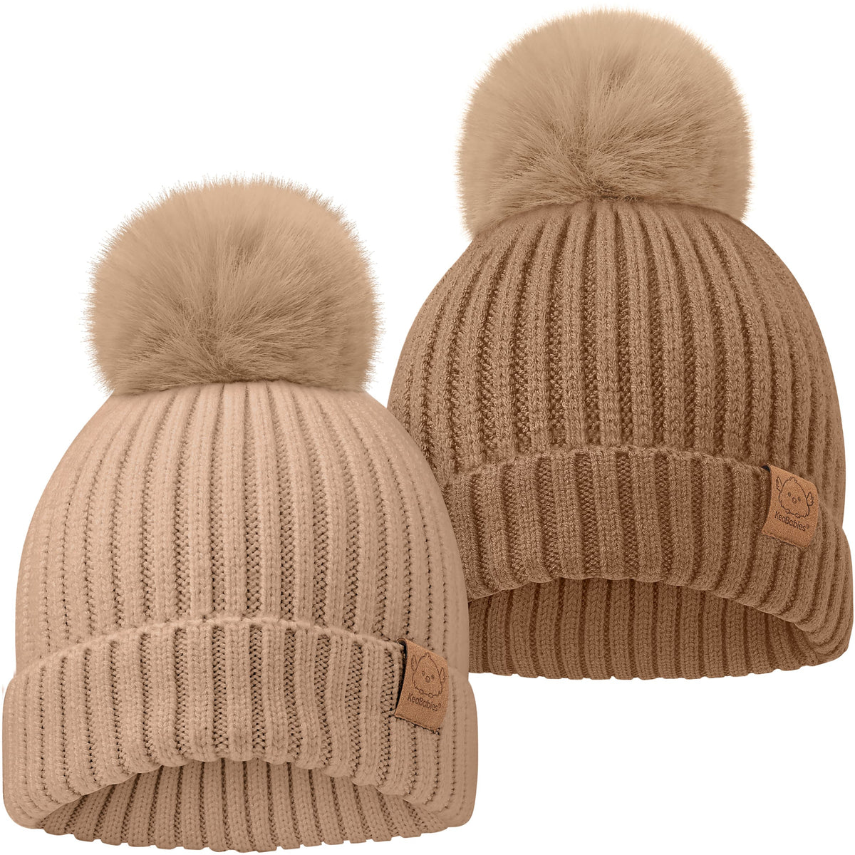 2-Pack Baby Pom Knitted Beanie