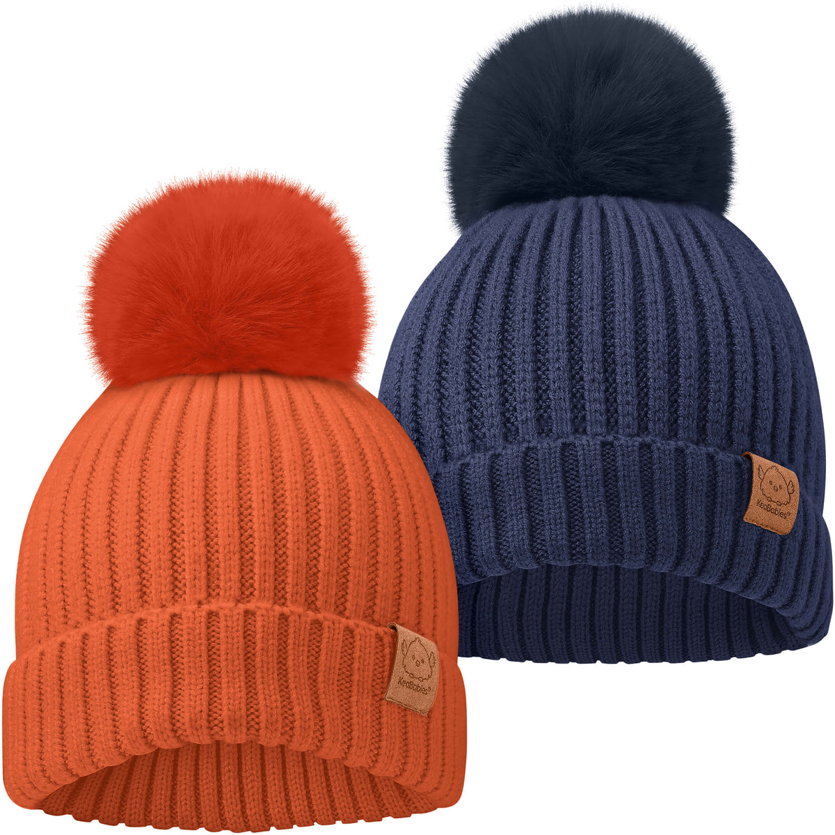 2-Pack Baby Pom Knitted Beanie