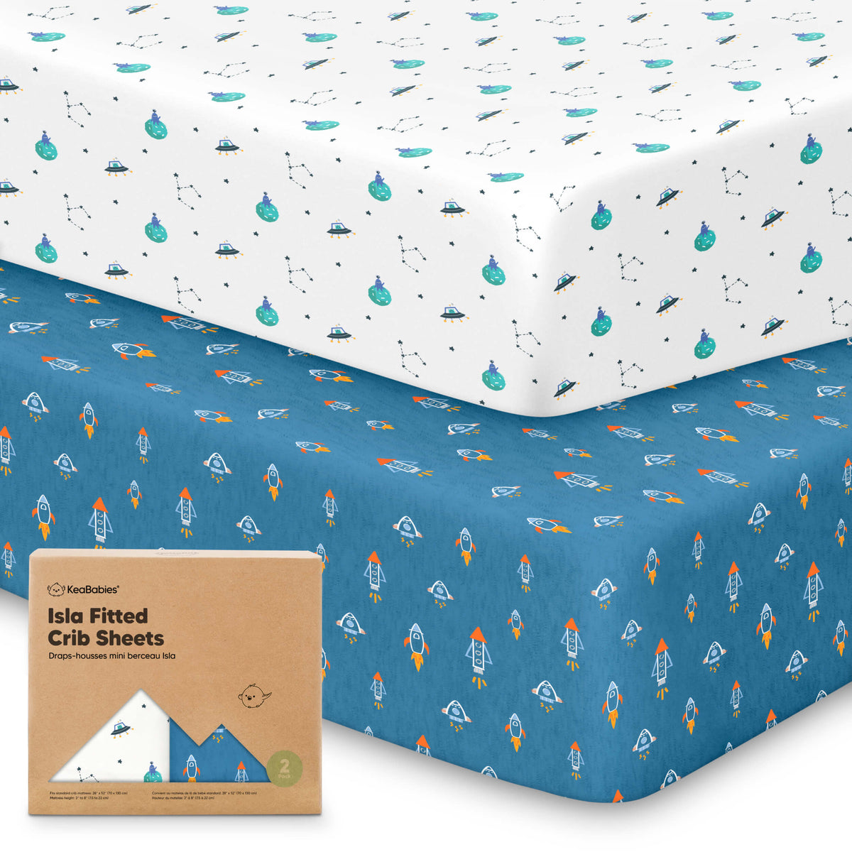 2-Pack Bamboo Fitted Crib Sheets