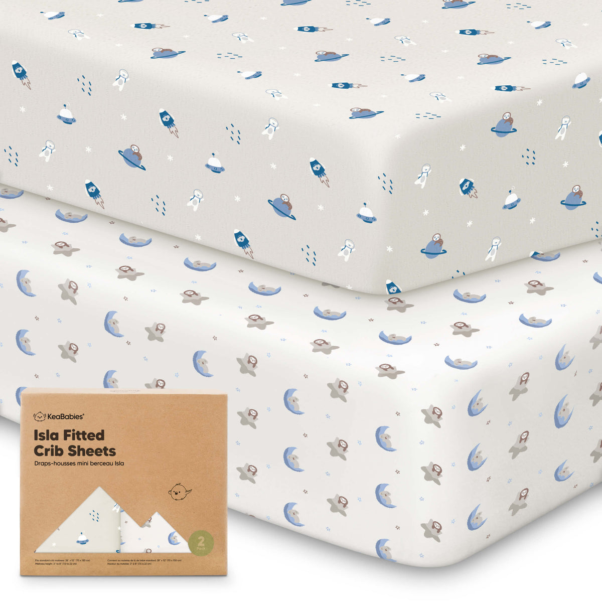2-Pack Bamboo Fitted Crib Sheets