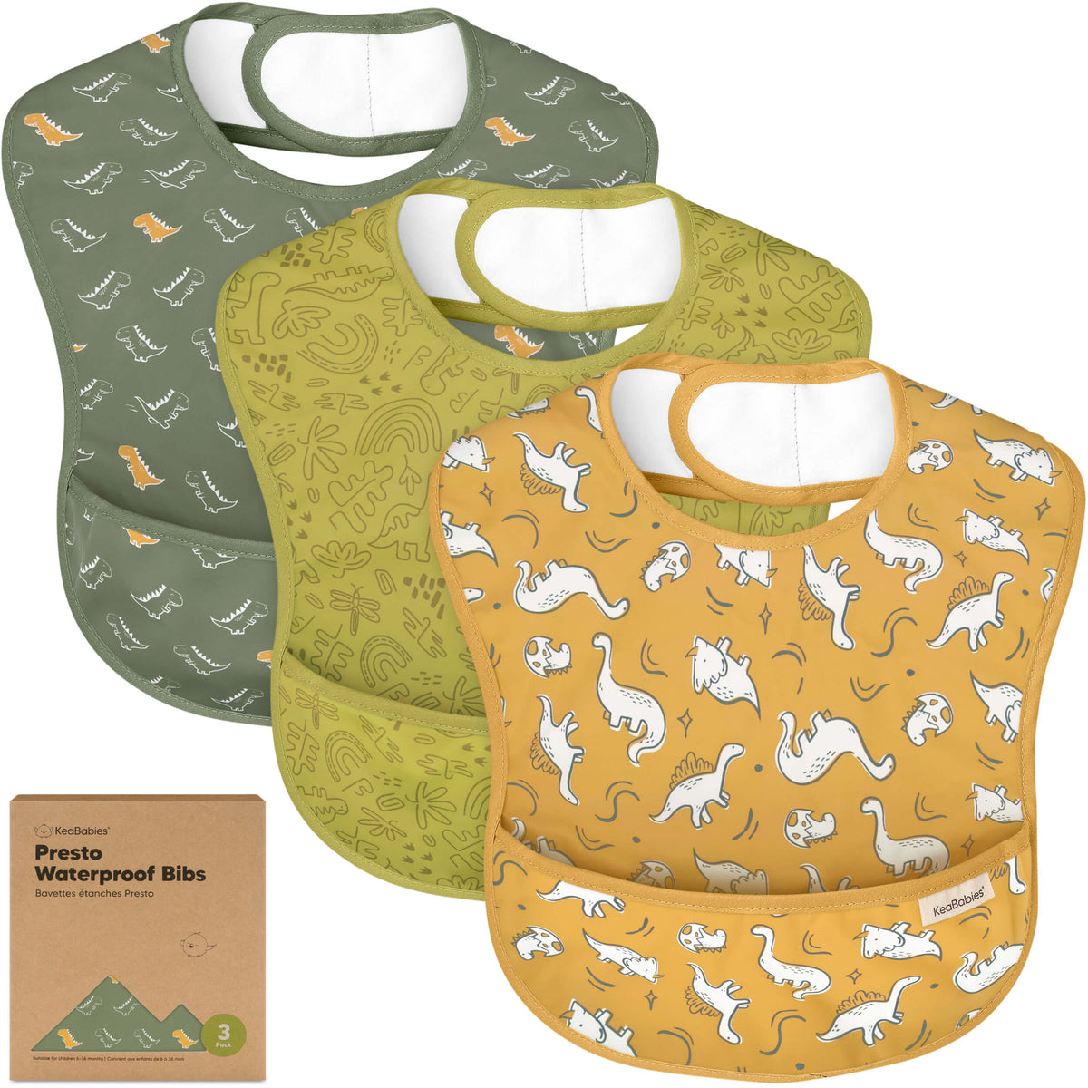 3-Pack Waterproof Baby Bibs