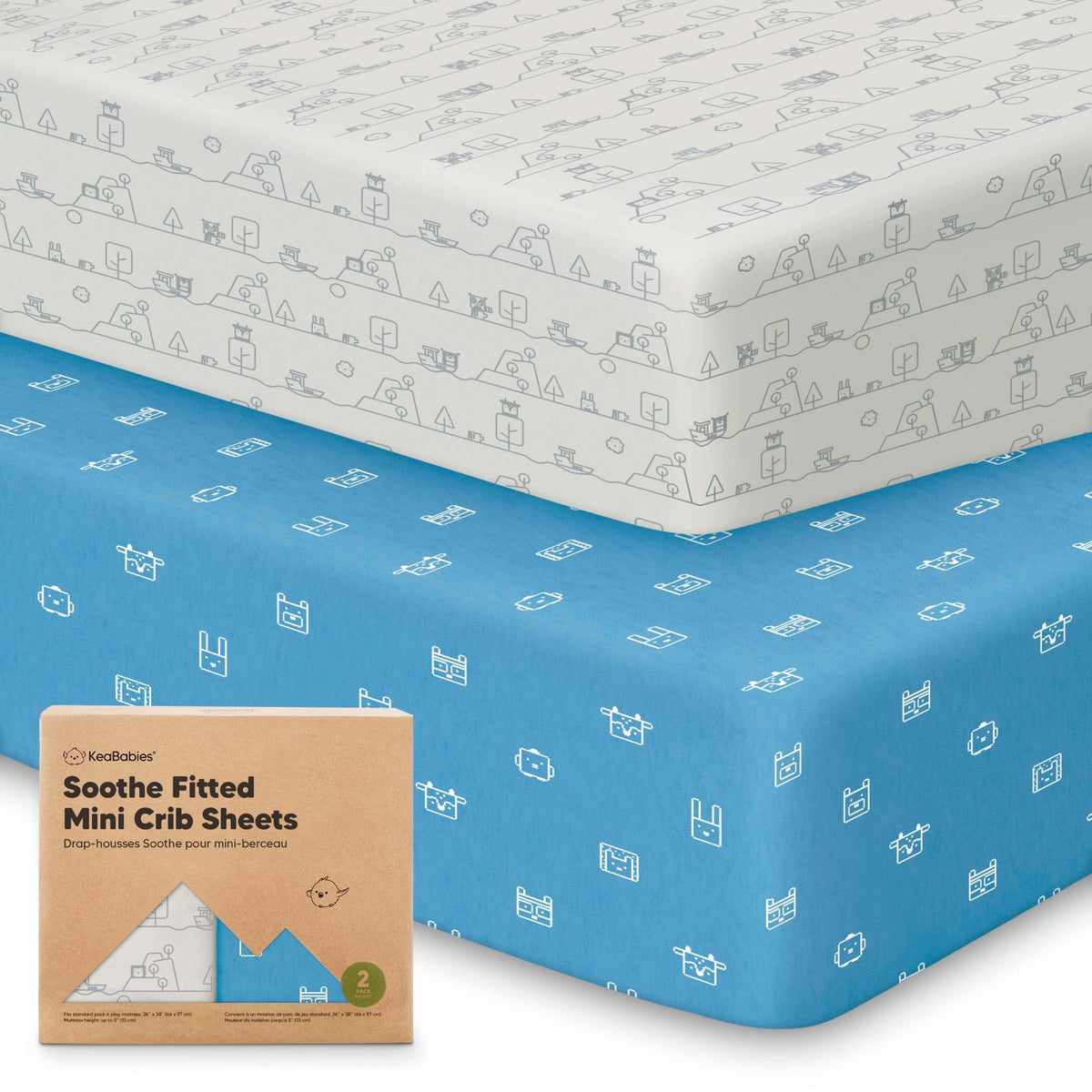 2-Pack Jersey Cotton Fitted Mini Crib Sheets