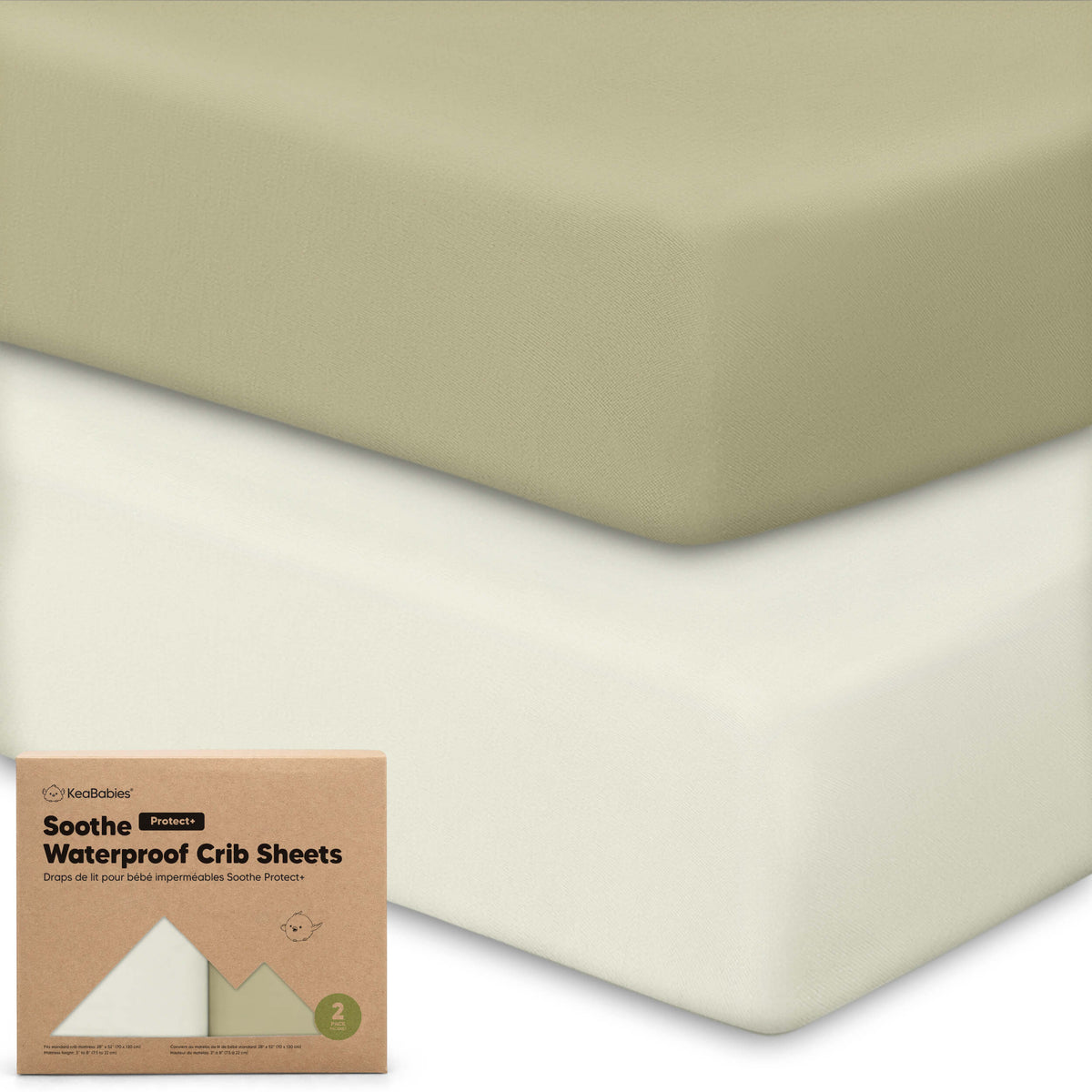 2-Pack Organic Cotton Waterproof Crib Sheets