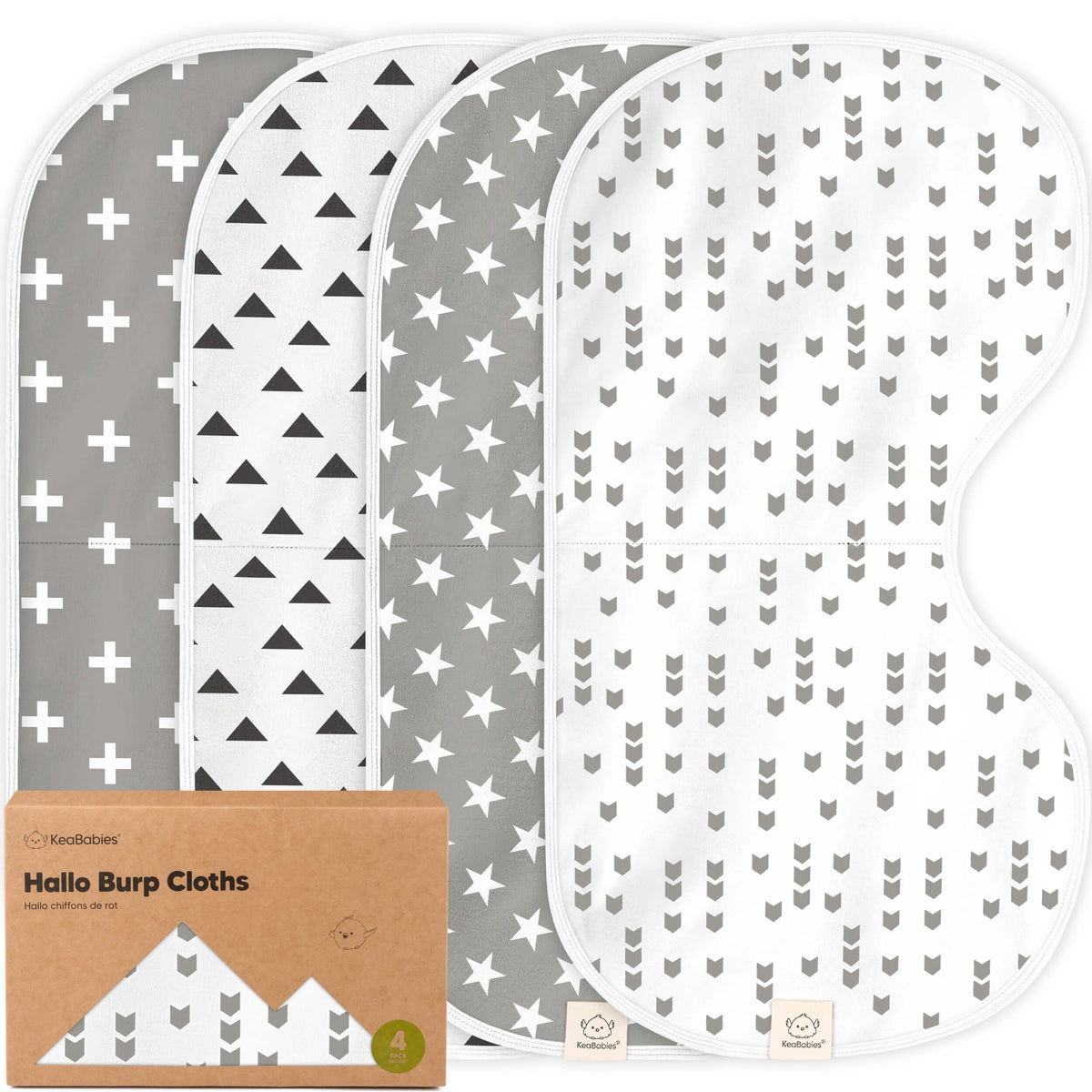 4-Pack Curved Burp Cloths