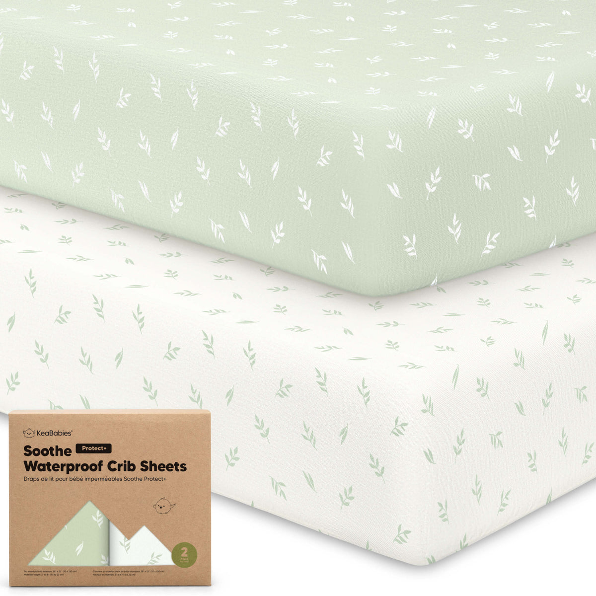 2-Pack Organic Cotton Waterproof Crib Sheets