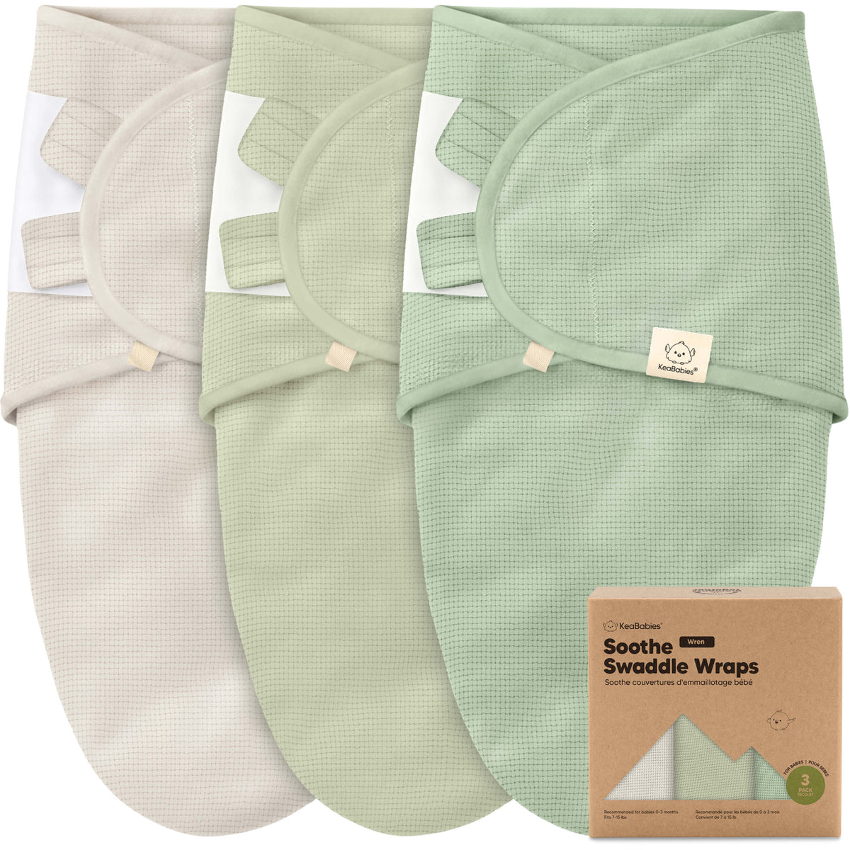 3-Pack Waffle Knit Swaddle Wraps