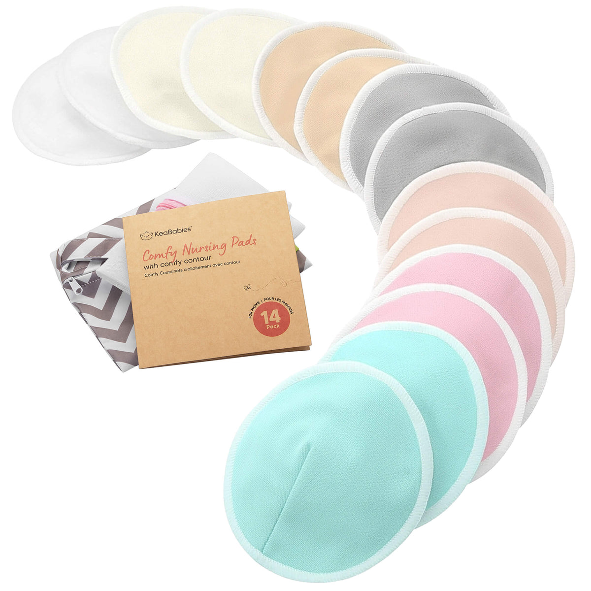 14-Pack Bamboo Nursing Pads (Pastel)