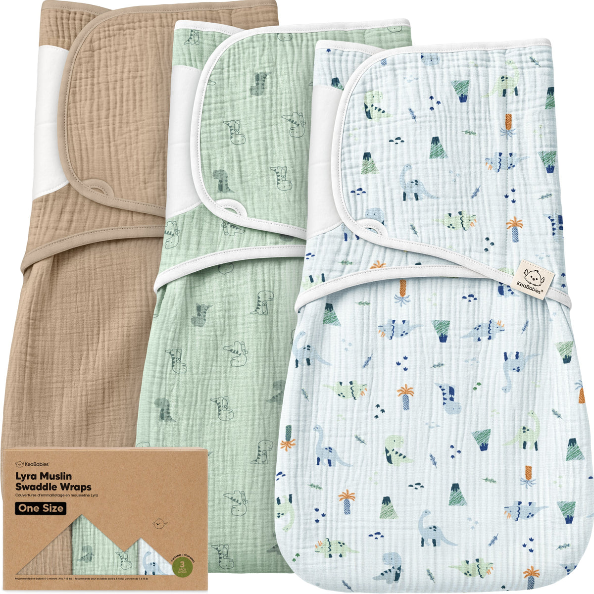 3-Pack Muslin Swaddle Wraps