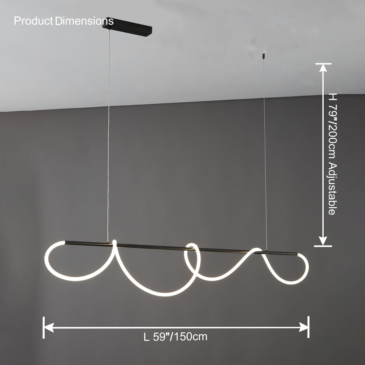 Adjustable Pendant Light Fixture with Remote Dimming 43 in Silicone LED for Kitchen Island Dining Table Modern Hanging Ceiling Lamp Gold Bla | Thomler