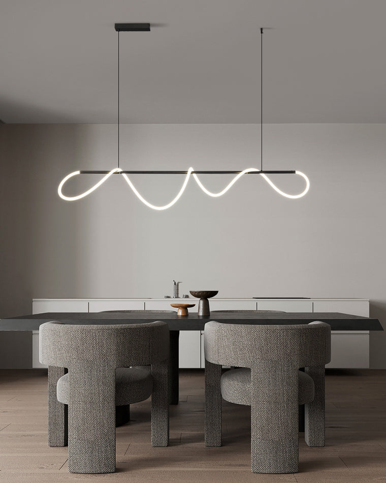 Adjustable Pendant Light Fixture with Remote Dimming 43 in Silicone LED for Kitchen Island Dining Table Modern Hanging Ceiling Lamp Gold Bla | Thomler