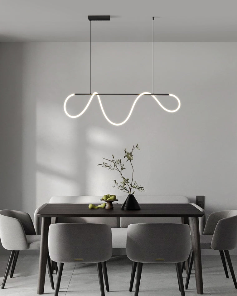 Adjustable Pendant Light Fixture with Remote Dimming 43 in Silicone LED for Kitchen Island Dining Table Modern Hanging Ceiling Lamp Gold Bla | Thomler