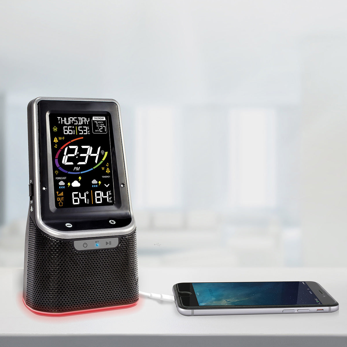 Draadloos kleurenweerstation met Bluetooth-speaker