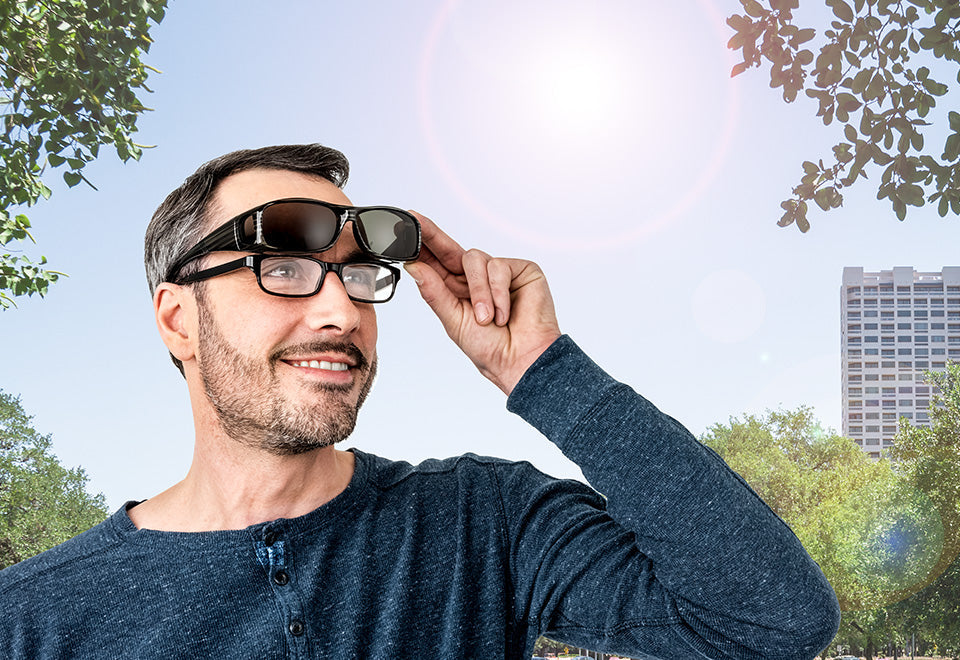 Gepolariseerde zonnebril met anti-reflectie voor over een gewone bril