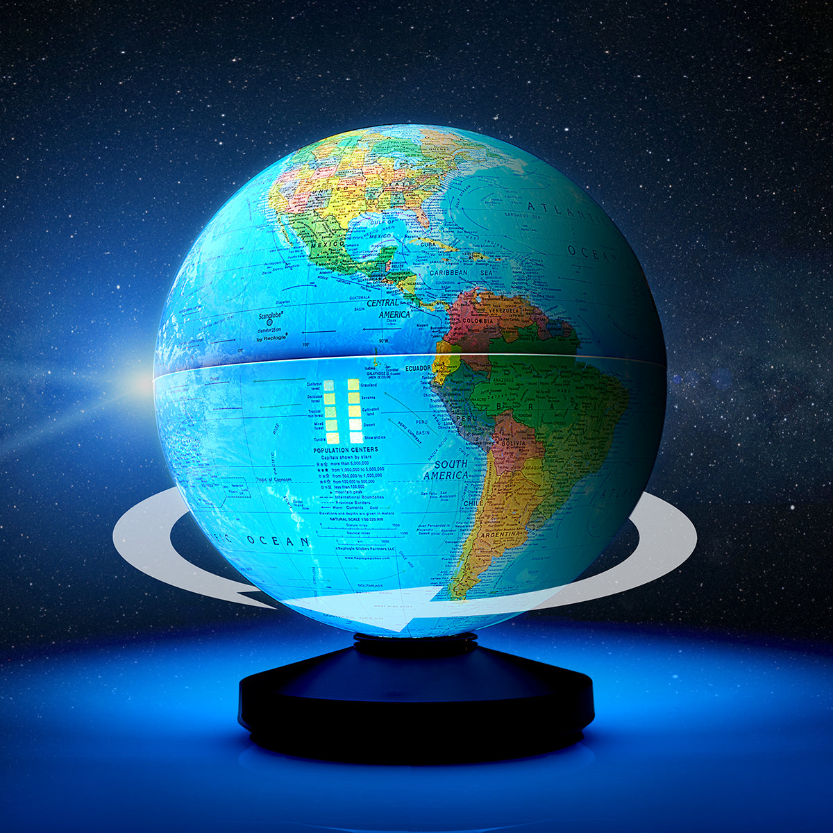 Selbstrotierender beleuchteter Globus
