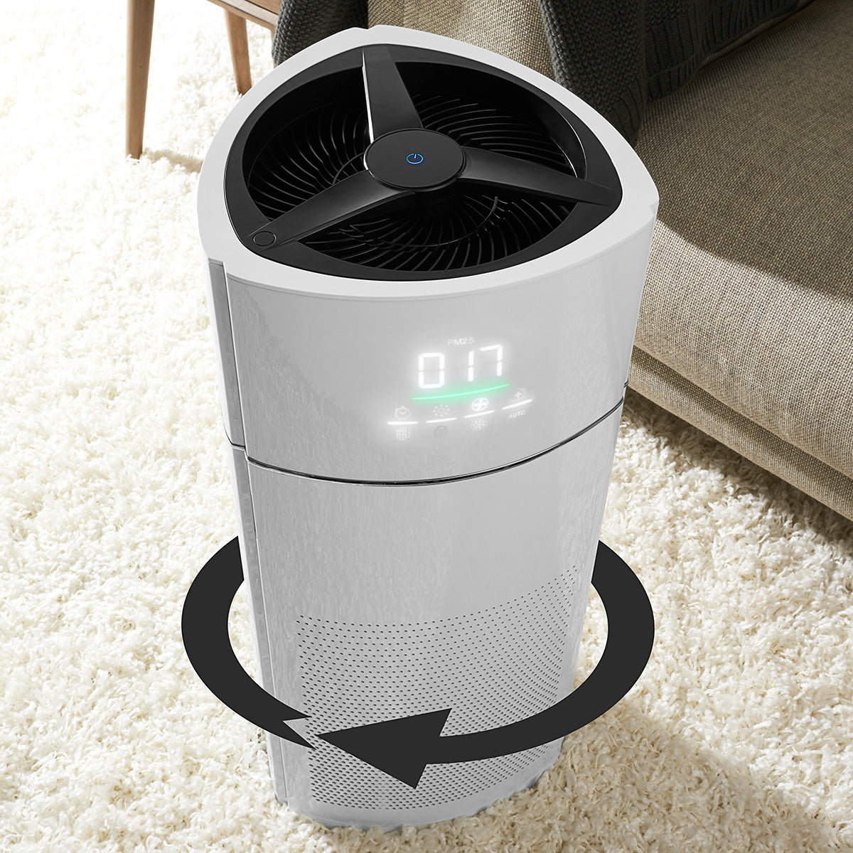 Intelligenter 360-Grad-Luftreiniger mit Sensorik