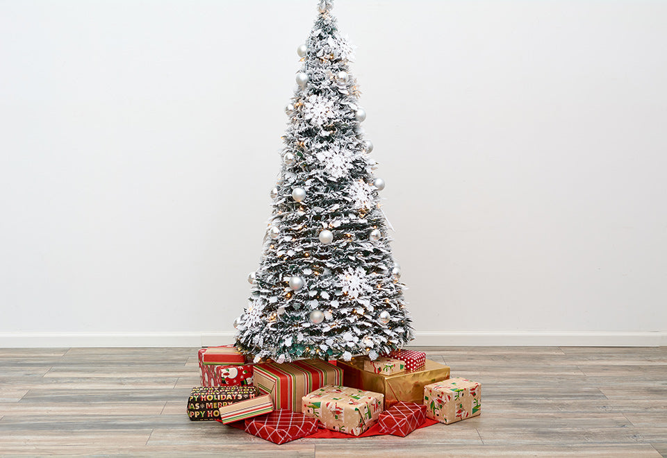 Pop-up kunstkerstboom 180 cm wit besneeuwd